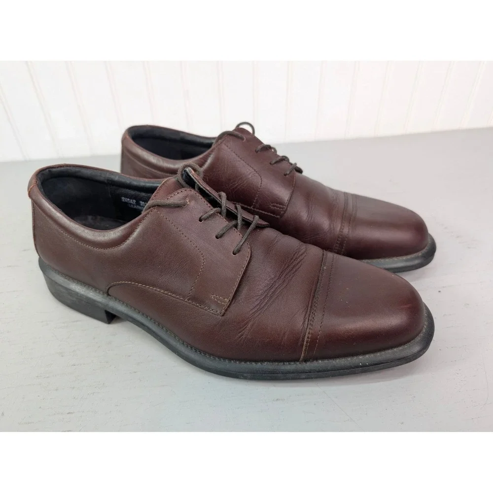 Bostonian Non Stop Waterproof‎ Brown Leather Shoes Men's Cap Toe Oxford 10.5M